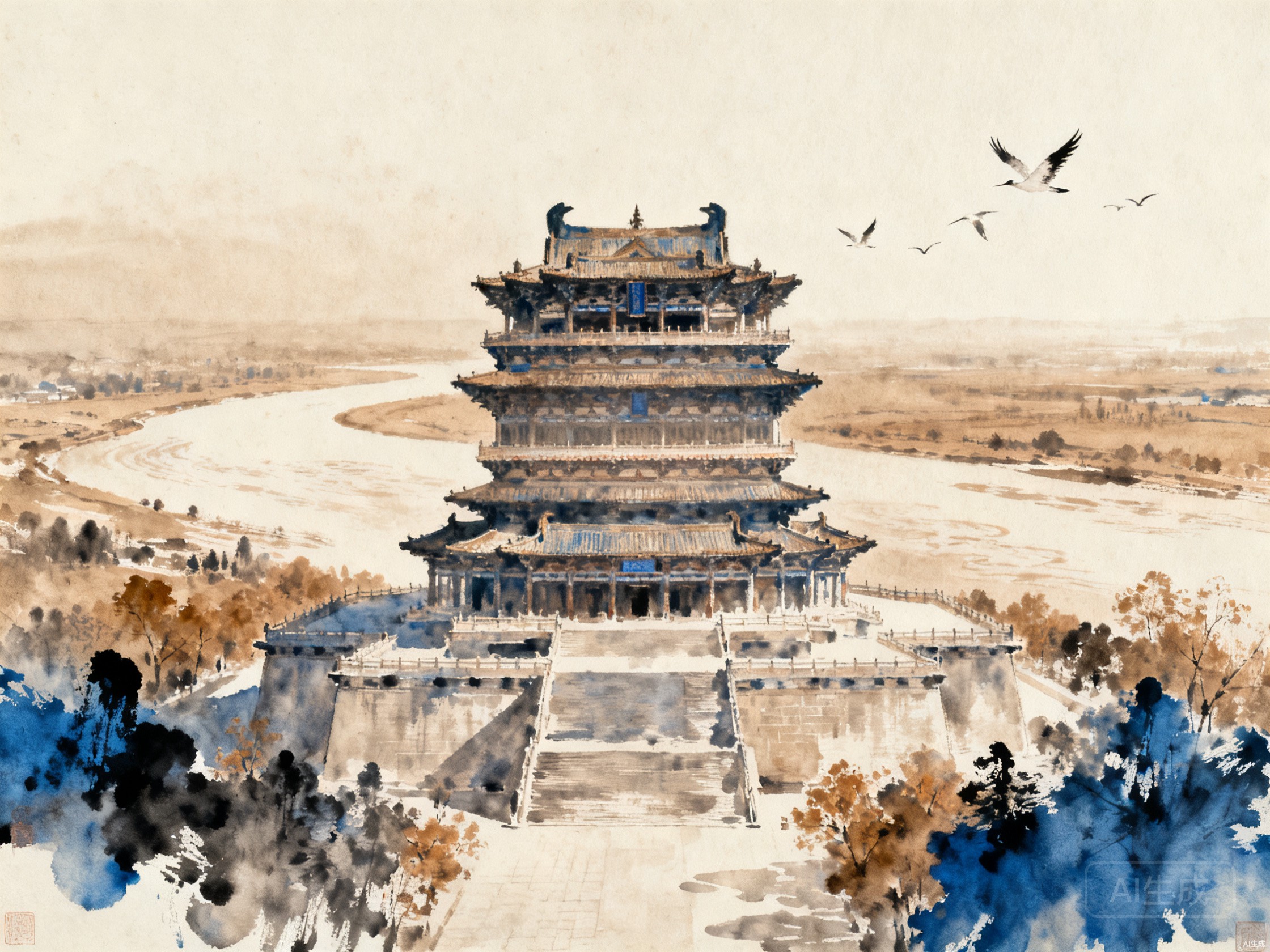 鹳雀楼与黄河